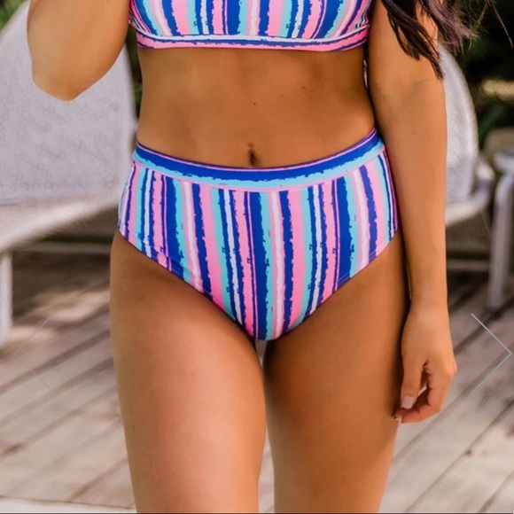 Pink Lily Other - New! Pink Lily Striped High Waisted Bathing Suit